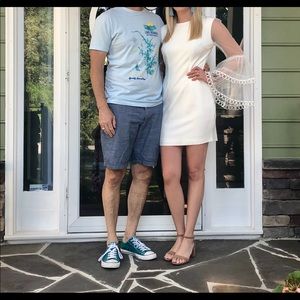 White long sheer sleeved dress